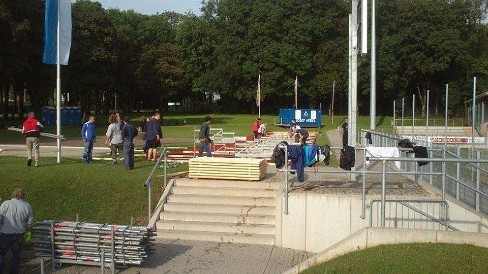 Der Aufbau in Memmingen für das Traumspiel am Frei