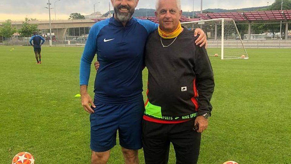 Trainer Ergün Dogru mit Präsident Piero Bauert.