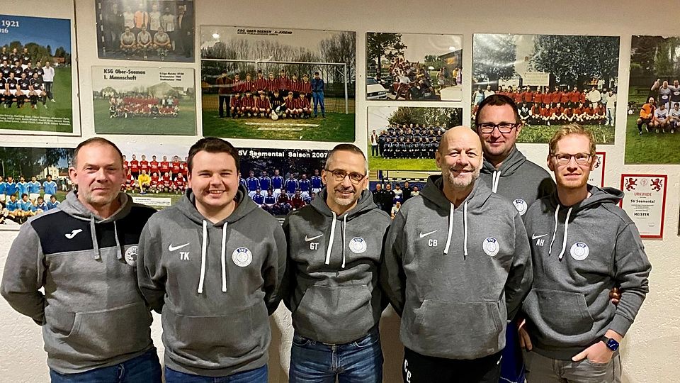 Spielausschuss Kai Kraus, Tim Kaiser, Gunnar Thösen, Trainer Christoph Barschtipan, Alexander Kaiser (Spielausschuss) und Schatzmeister Alexander Hein