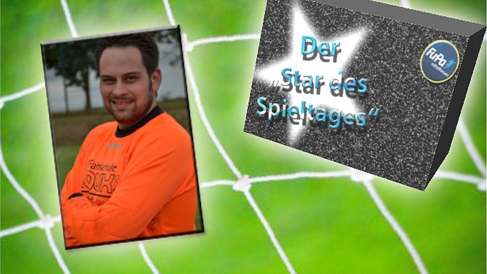 Unser &quot;Star des Spietages&quot;: Dominik Herbert! (Foto innerhalb der Grafik: Profilbild auf FuPa Mittelhessen/SFB Burkhardsfelden)