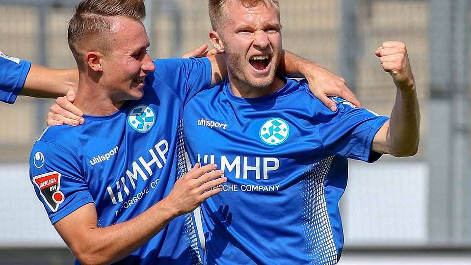 Torschützen unter sich: Malte Moss (links) und Marvin Weiss.