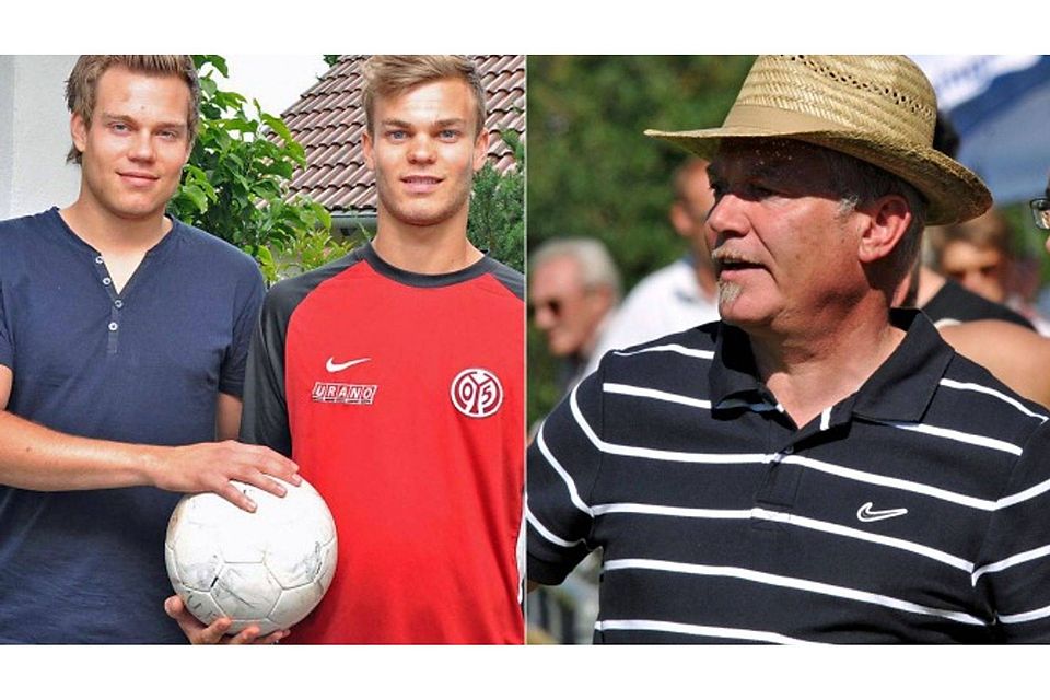 Adelshofens Fußballbrüder Matthias (l.) und Benedikt Saller und Papa Rainer (r.).