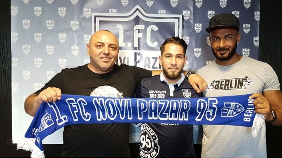 Der 1. FC Novi Pazar verpflichtet die ersten sechs Neuzugänge für das neue Konzept. Unter anderem wechselt Denis Barcic (mitte) nach Neukölln.