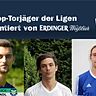 Patrick Brandl (FC Neuhadern München II), Daniel Fischer (DJK Würmtal Planegg) und Martin Huber (ASV Glonn, v.l.n.r.) sind die besten Torschützen der A-Klassen München.