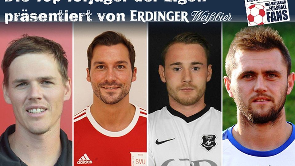 Gehören zu den besten Kreisliga-Torschützen (von links nach rechts): Torben Gartzen, Philip Sterrn, Stefan De Prato und Srdan Ivkovic. Verein