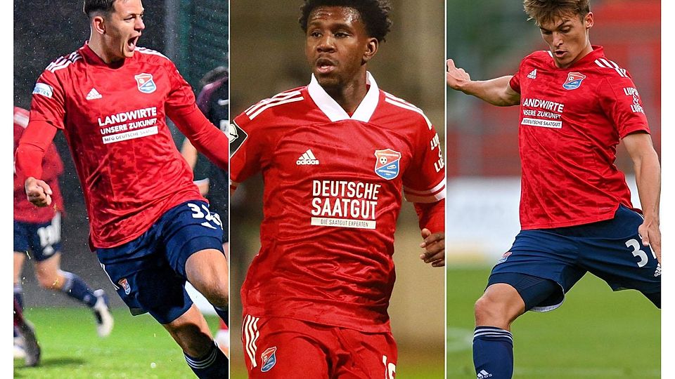 Dominik Bacher (l.), Stephan Mensah (m.) und Julien Richter (r.) schließen sich dem TSV 1860 Rosenheim an