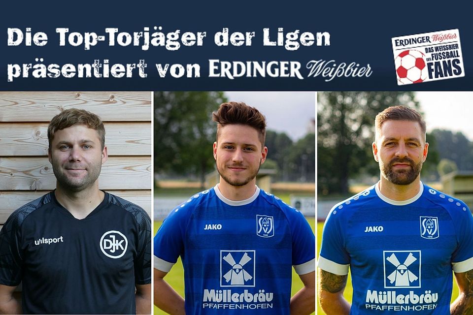 Julian Catik (M.) belegt Platz eins der Torjägerliste, doch Peter Werndl (l.) ist ihm dicht auf den Fersen. Raphael Boser (r.) ist Dritter.