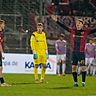 spvgg unterhaching, blau, gegen fc würzburger kickers, 31.10.2025 erion avdija, tw, nach dem 0:2