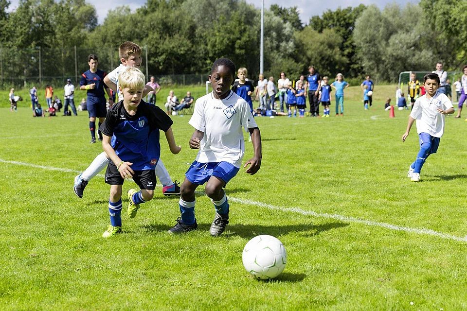 Kicken fleißig um Erfolg und gute Platzierungen: die F-Jugendlichen beim Kehlener Fußballturnier. Foto: Niklas Kesenheimer