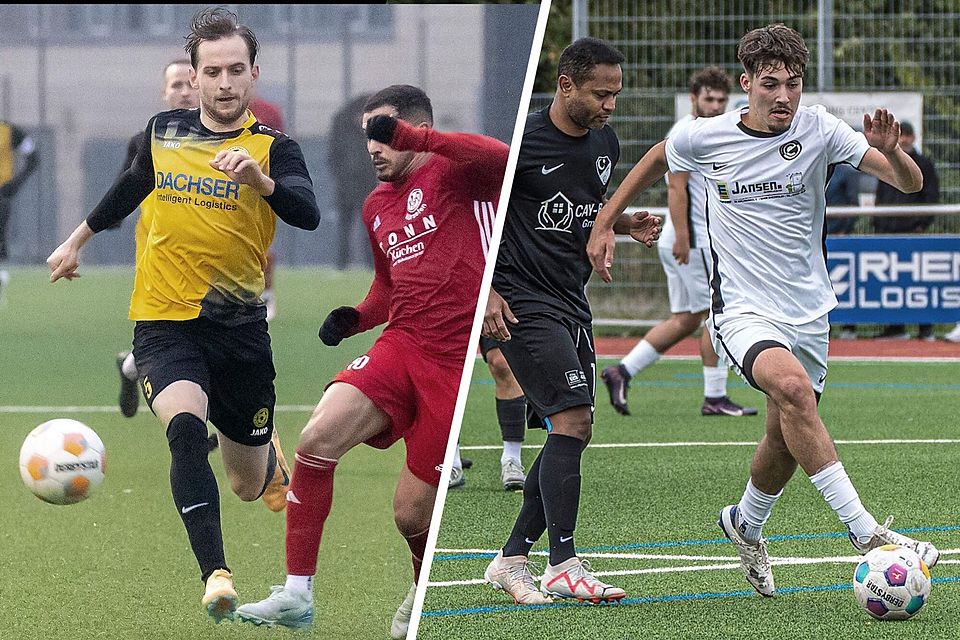 Stehen sich am Freitagabend im Derby gegenüber: Mariadorfs Maurice Dautzenberg (l., in Gelb) und Oidtweilers Lazar Savic (r., in Weiß.