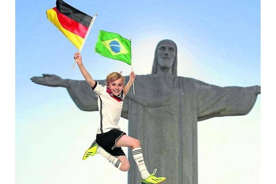 Der zehnjährige Lucas Freigang aus Oppenheim wird am Sonntag der zwölfte Deutsche auf dem heiligen Rasen im Maracanã-Stadion sein. Grafik:Laura Freigang