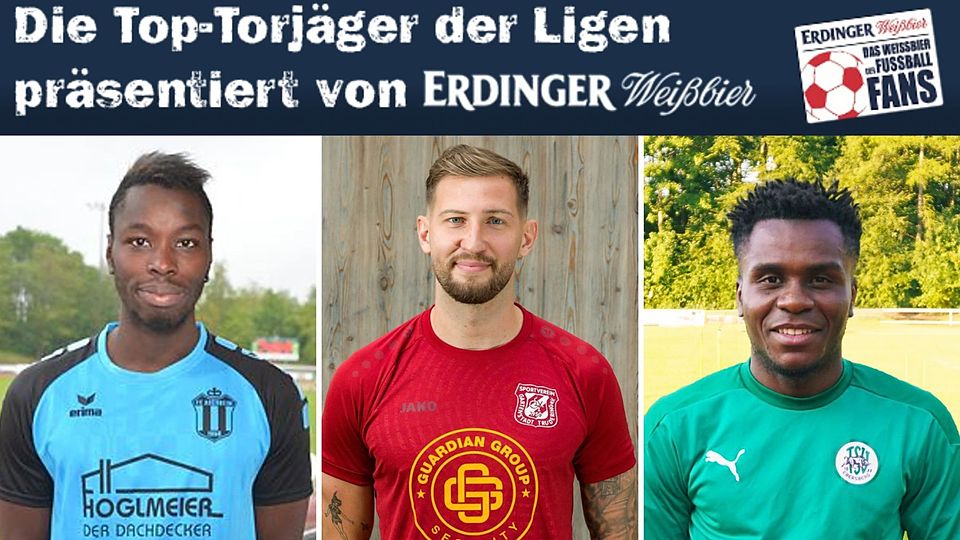 Die drei besten Torschützen der Münchner A-Klassen: Wassa (l.), Martinovic (M.) und Kisungu (r.).