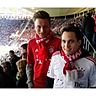 Die Bayernfans Torben Götz und Fabian Geissler sahen eine knappe Niederlage ihrer Bayern. Foto: bz
