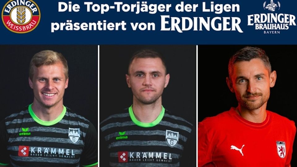 Vorsprung an der Spitze ausgebaut: TuS-Stürmer Ivkovic (M.) führt die Torjägerliste der Landesliga Südost vor Idrizovic (l.) und Barthuber (r.) an.