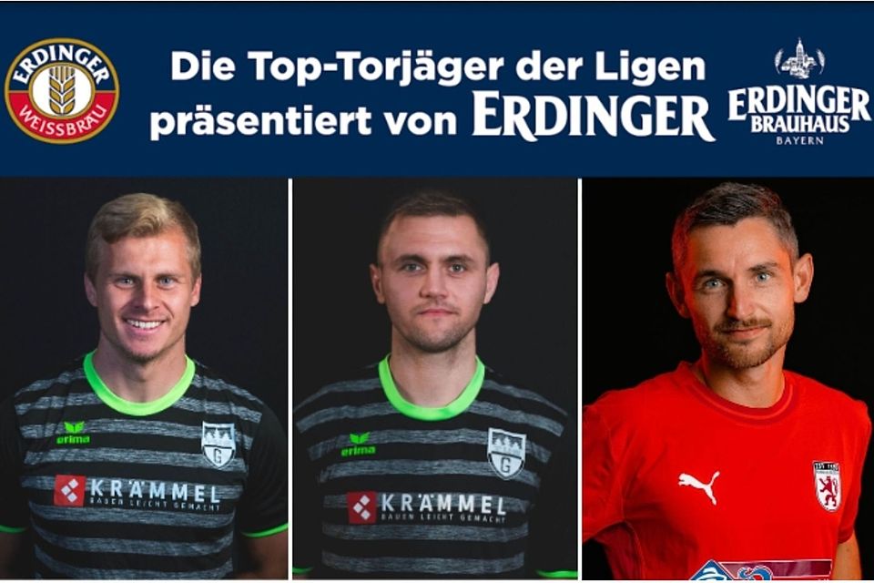 Vorsprung an der Spitze ausgebaut: TuS-Stürmer Ivkovic (M.) führt die Torjägerliste der Landesliga Südost vor Idrizovic (l.) und Barthuber (r.) an.