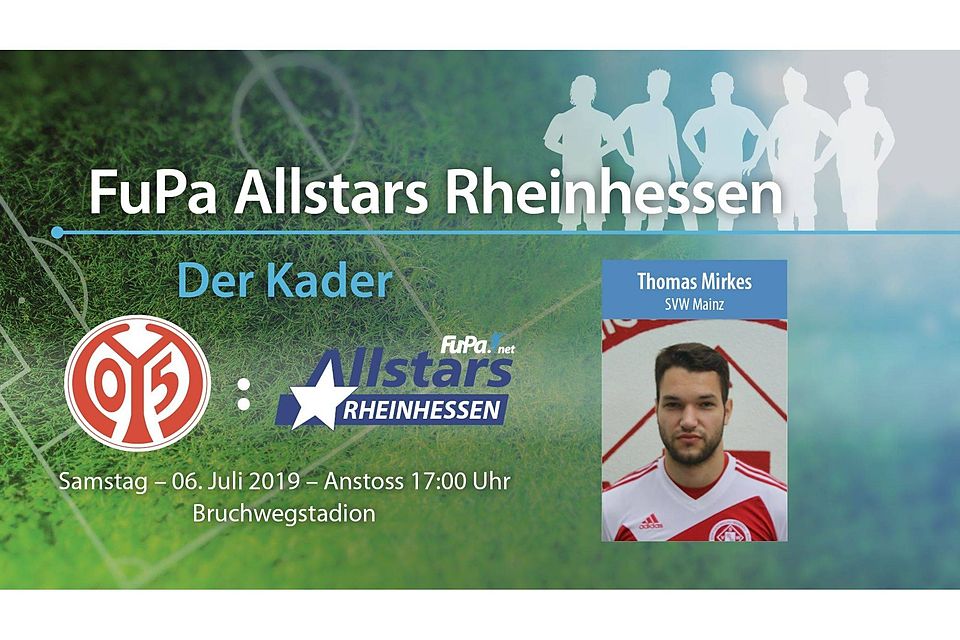 Thomas Mirkes vom SVW Mainz wird im Allstar-Game gegen den 1. FSV Mainz 05 auflaufen. Thomas Mirkes vom SVW Mainz wird im Allstar-Game gegen den 1. FSV Mainz 05 auflaufen.