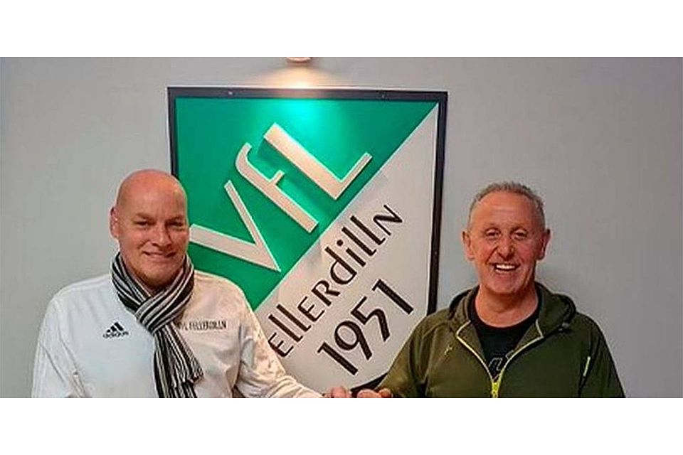 In die kommende Saison geht der VfL Fellerdilln (l., Sportlicher Leiter Marcus Winter) mit Trainer Rolf Zabel (r.). Foto: D. Häußer 