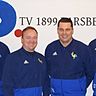 Fußball-Abteilungsleiter Thomas Moser (links) mit dem neuen Chefcoach Stefan Weber (v.li.), Reservetrainer Florian Kellermann und Co-Spielertrainer David Treese.
