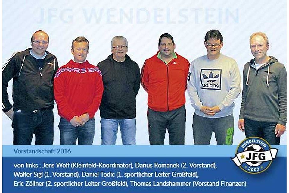 Das neue Führungsteam der JFG (v.li.n.re.): Jens Wolf, Darius Romanek, Walter Sigl, Daniel Todic, Eric Zöllner, Thomas Landshammer. (F: JFG Wendelstein)