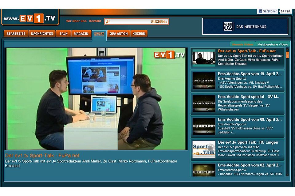 Im EV1.tv-Sporttalk gibt Mirko Nordmann einen Überblick über die Funktionen von Fupa.net.