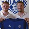 Benjamin Franz (li.) und Aschaffenburgs Sportlicher Leiter Sandro Sirigu.