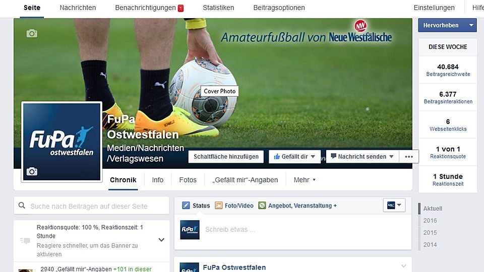 Bald eigenständig: Der Fußballlkreis Paderborn bekommt in Kürze sein eigenes Facebook-Profil. Der Name lautet FuPa Paderborn.