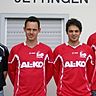 Der neue Jettinger Spielertrainer Benny Maidorn freut sich über die Neuzugänge Helmut Fink, Florian Schilling und Wolfgang Rapp (von links).	F.: U. Anhofer