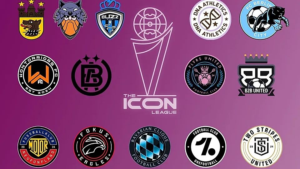 Die Logos der 14 Teams aus der Icon League. 