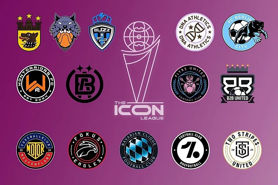 Die Logos der 14 Teams aus der Icon League. 