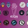 Die Logos der 14 Teams aus der Icon League. 