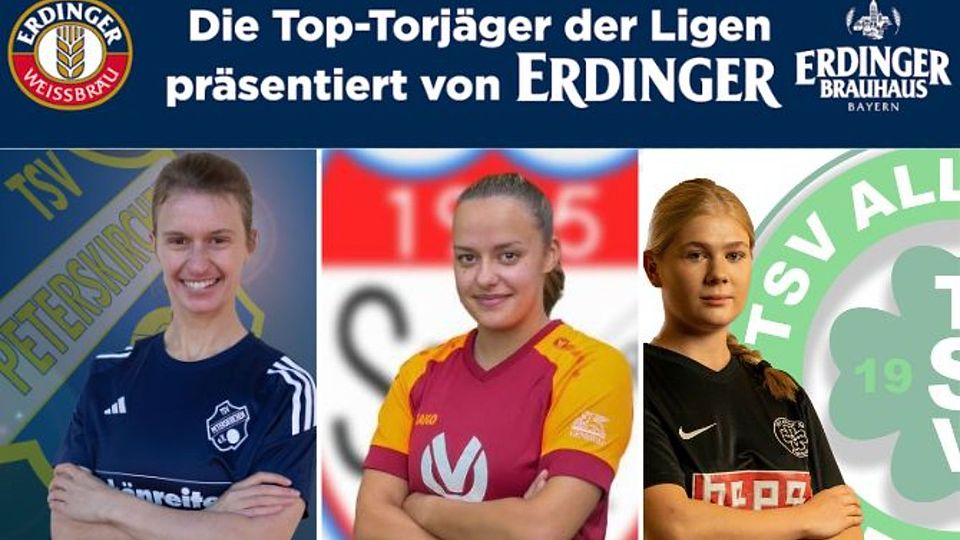 Anna Riegler (mi.) verteidigt die Spitze, Marion Berndlmeier (li.) erzielte keine Treffer und Lea Aschenbrenner (re.) ist auf dem vierten Platz 