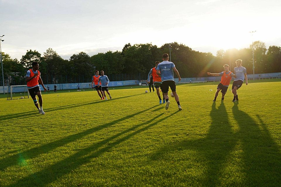 Training bei Sonnenuntergang. Die U21 des TSV 1860 wurde umstrukturiert. Seit dieser Saison üben die Junglöwen immer am Abend - und trotzdem unter professionellen Bedingungen. 