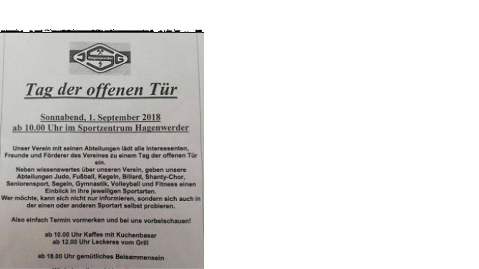 Tag der offenen Tür im Sportzentrum Hagenwerder