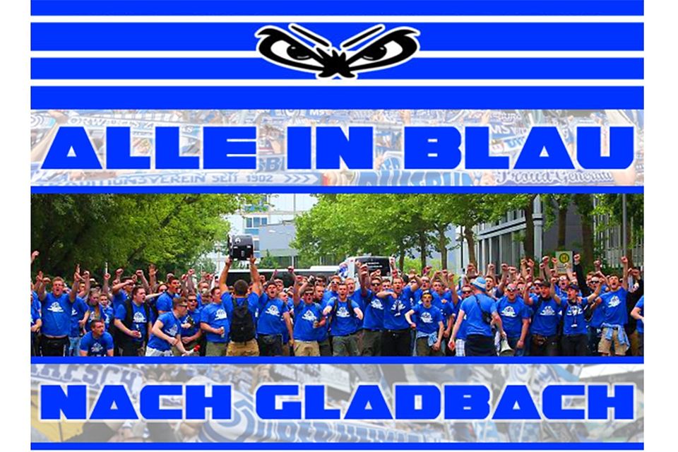 Das Motto für die Auswärtsfahrt: Alle in Blau.