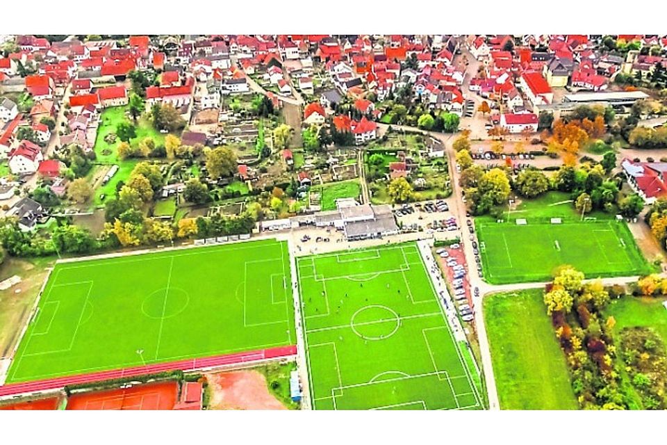 Hier in der Vogelperspektive: Das Stadion des TSV Gau-Odernheim. F: TSV Gau-Odernheim
