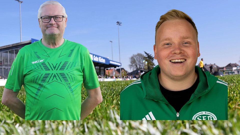Straelen-Trainer Thomas Geist (l.) und Marcel Scholz von Broekhuysen II. 