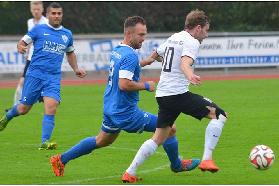 Kam in dieser Saison auch schon in der Landesliga zum Einsatz: Daniele Cassetta (links, SVW) gegen den Emmendinger Tim Ulrich Reick | Foto: Rogowski
