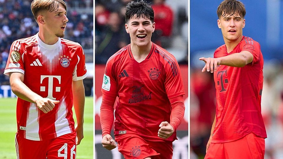 Spielen Lennart Karl (l.), Felipe Chávez (M.) und Javier Fernández (r.) kommende Saison bei der FCB-Reserve in der Regionalliga Bayern?