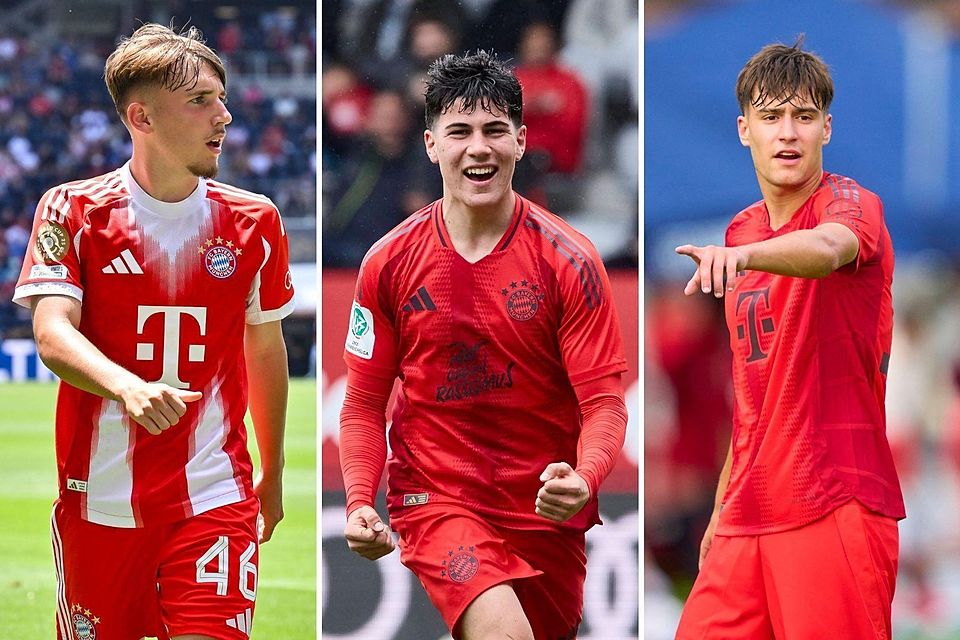 Spielen Lennart Karl (l.), Felipe Chávez (M.) und Javier Fernández (r.) kommende Saison bei der FCB-Reserve in der Regionalliga Bayern?