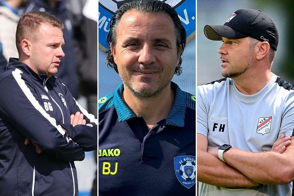Gutsmiedls (l.) DJK Pasing und Hahns (r.) SV München West sind die ärgsten Verfolger von Januzis (M.) FC Kosova.