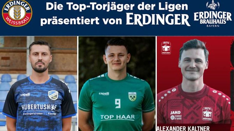 Dominik Bacher (Mi.) gelang im letzten Saisonspiel ein Fünferpack. Aleksandar Demonjic (li.) schaffte mit Planegg den Aufstieg in die Landesliga. Kaltner (re.) fehlte dem MTV München in einigen Spielen und konnte deshalb seinen Platz nicht verteidigen.