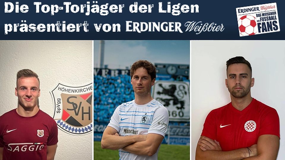 Lukas Kretschmar (l.) hat sich knapp gegen Peter Lettenbauer (m.) im Kampf um den ERDINGER-Torschützenkönig durchgesetzt. 