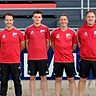 Torwarttrainer Roland Frischholz (von links), Cheftrainer Benjamin Urban und Co-Trainer Stefan Grünauer bilden auch nächste Saison das Trainergespann des SC Luhe-Wildenau – sehr zur Freude des Sportlichern Leiters Armin Goschler (rechts).