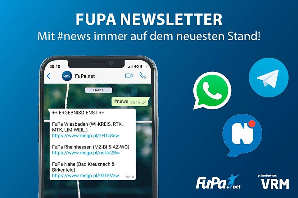 Meldet Euch jetzt für unseren FuPa-Newsletter an und verpasst keine Top-News mehr aus deiner Region.