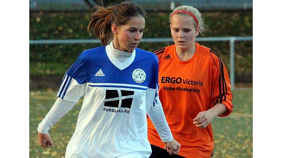 Im Pokalspiel in der Offensive ohne Fortune: MFFC-Spielerin Jessica Hess (li.). Archivfoto: Hannelore Wagner
