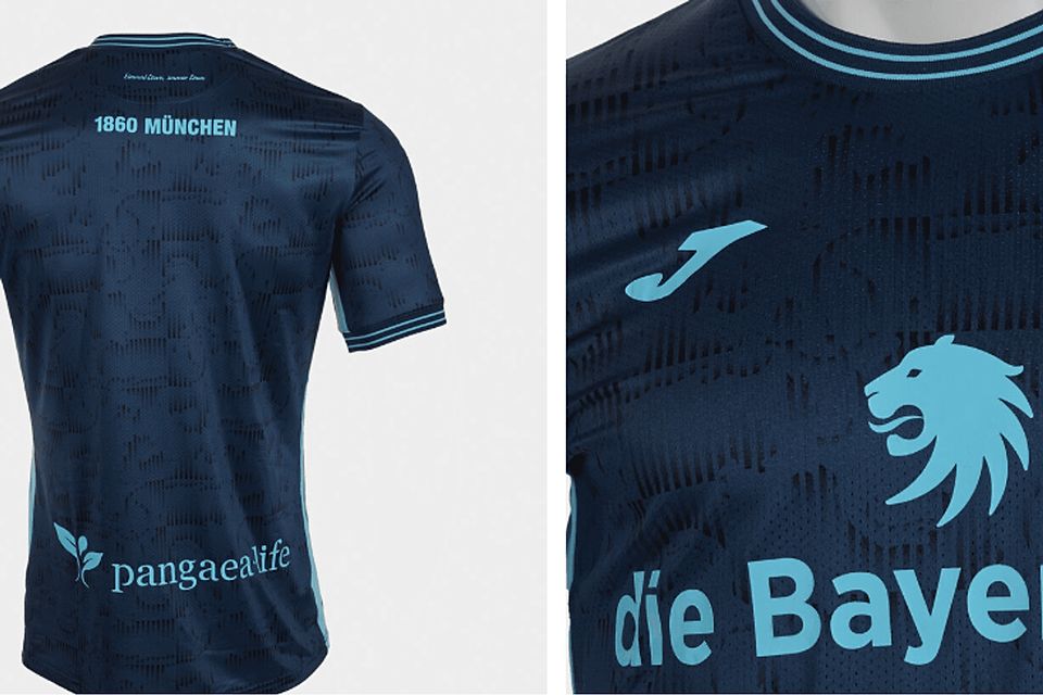 Das neue Trikot von hinten: Muster zieren das dunkelblaue neue Auswärtstrikots des TSV 1860 München.