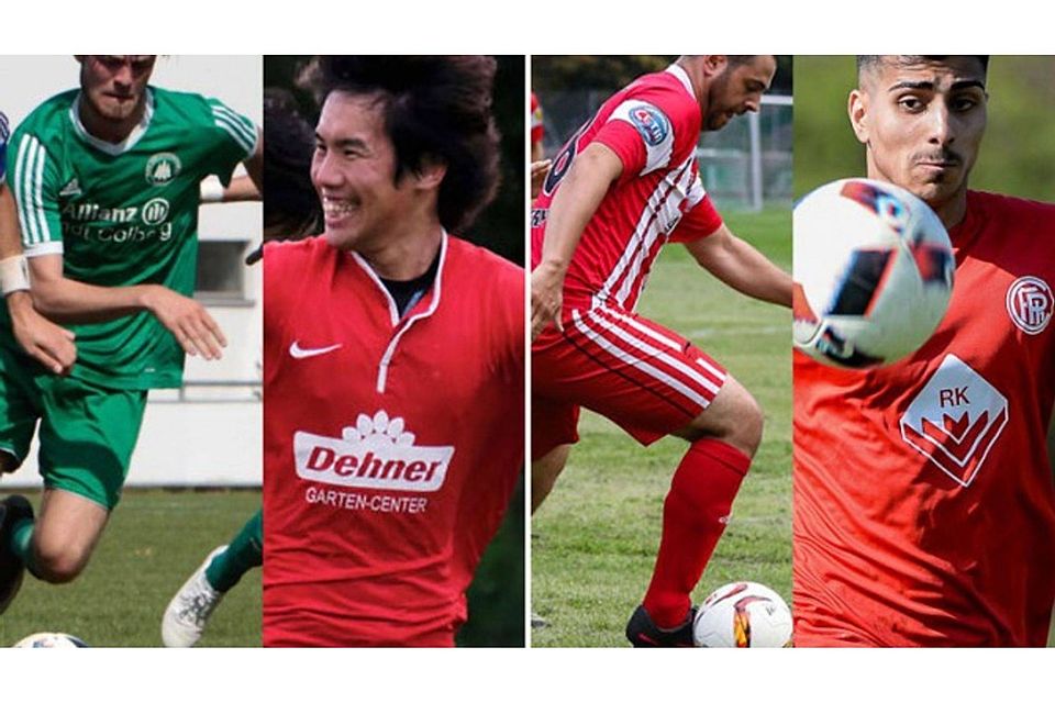 Kämpfen um Platz zwei (v.l.): Carl Weser (TSV Neuried), Ryosuke Kikuche (MTV Berg), Sinan Neumaier-Süngoglu (FC Anadolu) und Mert Irmak (FC Phönix). F: Rutt, SVJ, Riedel, Leifer