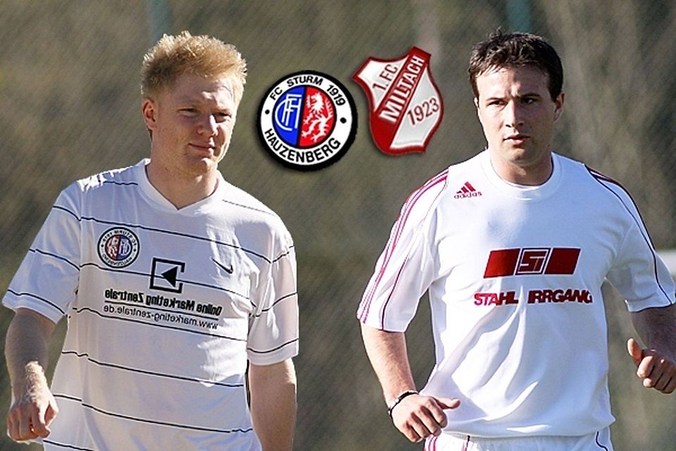 Wer behält am Samstag die Oberhand - Leader Hauzenberg um Alexander Starkl (li.) oder der ruhmreiche 1.FC Miltach um Ex-Bayernligakicker Thomas Strohmeier   Montage:Wagner