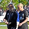 Rechnen mit einem friedlichen Fußballfest: Das Berglerner Trainerteam Michael Faltlhauser (r.), selbst bekennender Löwen-Fan, und Co-Trainer Semir Merdanovic, hier beim Kreispokal-Finale gegen Mindelstetten.