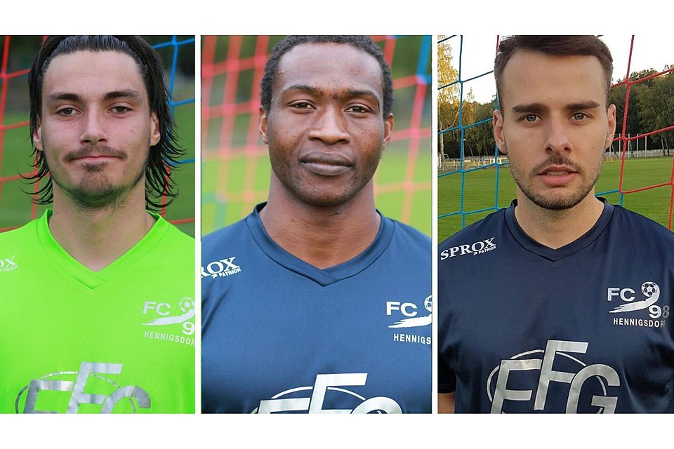 Werden nicht mehr für Hennigsdorf auflaufen: Angelo Kempf, Alexandre Bilong und Julian Baersch (v.l.) verlassen den Verein.